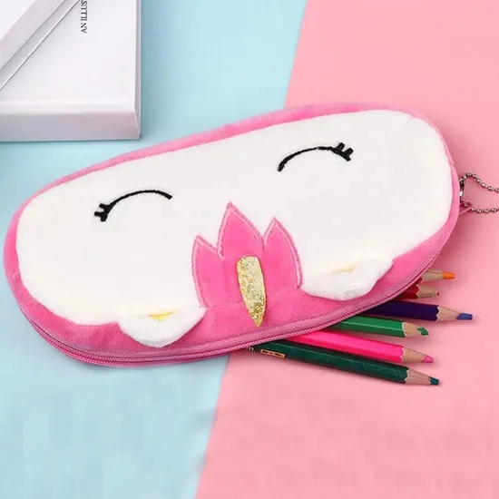 Unicorn Zipper Pencil Case Plush Bag